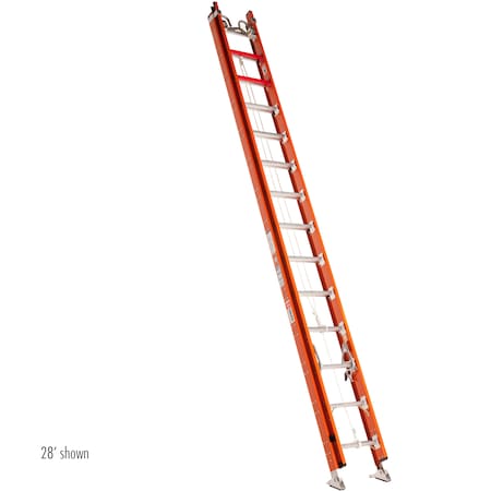 Bauer Ladder Fiberglass Extension Ladder, 375 lb Load Capacity 38128